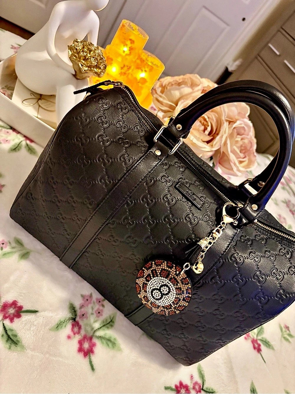 Gucci Guccissima Leather Boston Bag Black Satchel